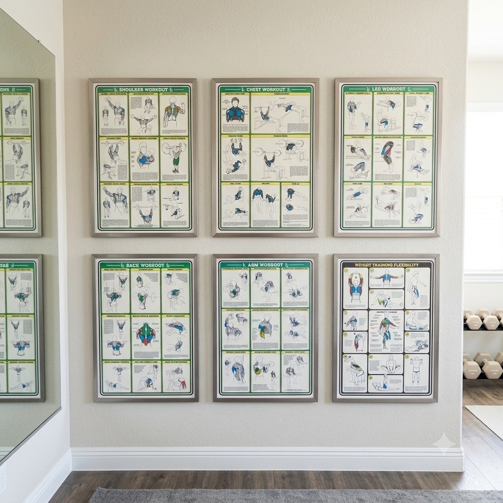 Vintage 1984 Bruce Algra Fitness Chart Series Laminated Workout Posters Set of 7